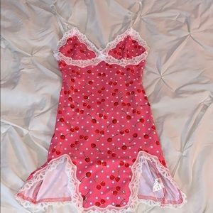 Sexy pink cherry slip style dress